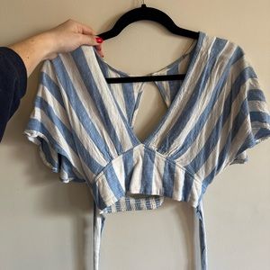Blue and white striped top